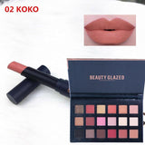 BEAUTY GLAZED Makeup Set 18 Colors Eyeshadow Palette with Matte Lipstick Set Cheek Glitter Diamond Pigment Shimmer
