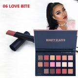 BEAUTY GLAZED Makeup Set 18 Colors Eyeshadow Palette with Matte Lipstick Set Cheek Glitter Diamond Pigment Shimmer
