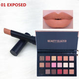 BEAUTY GLAZED Makeup Set 18 Colors Eyeshadow Palette with Matte Lipstick Set Cheek Glitter Diamond Pigment Shimmer