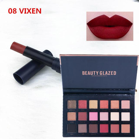 BEAUTY GLAZED Makeup Set 18 Colors Eyeshadow Palette with Matte Lipstick Set Cheek Glitter Diamond Pigment Shimmer