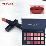 BEAUTY GLAZED Makeup Set 18 Colors Eyeshadow Palette with Matte Lipstick Set Cheek Glitter Diamond Pigment Shimmer