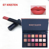 BEAUTY GLAZED Makeup Set 18 Colors Eyeshadow Palette with Matte Lipstick Set Cheek Glitter Diamond Pigment Shimmer
