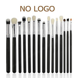 BEILI Black 15Pcs Natural Goat Pony hair Eye shadow Blending Eyeliner Eyebrow Smoke shade Makeup brush Set