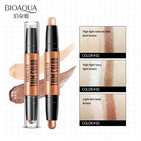 BIOAQUA Concealer Double Head 3D Highlighter Stick Face Makeup Foundation Stick Cream Texture Contour Pencil