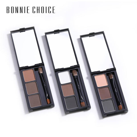 BONNIE CHOICE 3 Color Eyebrow Enhancer Pro Makeup Eyebrows powder Long-lasting Waterproof With Brush Mirror Cosmetic Kits