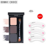 BONNIE CHOICE Eyebrow Enhancer Powder Natural 3 Colors Waterproof Eyebrow Pallete Brush Long Lasting Makeup Eye Brow Enhancer
