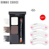 BONNIE CHOICE Eyebrow Enhancer Powder Natural 3 Colors Waterproof Eyebrow Pallete Brush Long Lasting Makeup Eye Brow Enhancer