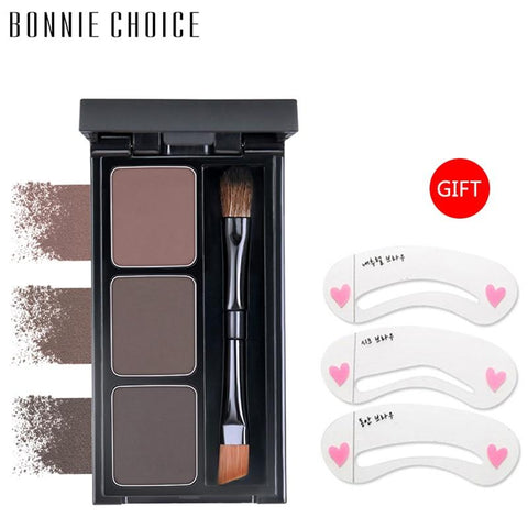 BONNIE CHOICE Eyebrow Enhancer Powder Natural 3 Colors Waterproof Eyebrow Pallete Brush Long Lasting Makeup Eye Brow Enhancer
