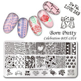 BORN PRETTY 1 Pc 12*6cm Nail Stamping Plate Celebration Valentine's Day Manicure Stencils Nail Art Image Template Tool BPX-L014