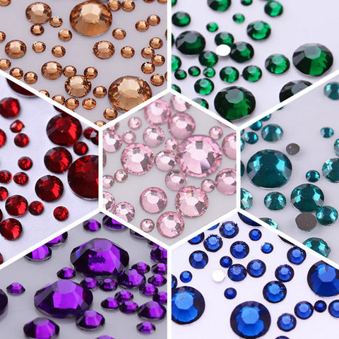 BORN PRETTY 1000Pcs Nail Rhinestone Colorful Flat Bottom Mixed Size Decor Manicure Mixed Size Nail Art Decorations Accessories