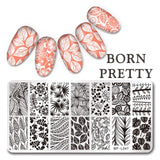 BORN PRETTY 12*6cm Rectangle Nail Stamping Plates Template Beautiful Design Manicure Nail Art Stamp Image Plate Set BP L046-L055