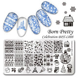 BORN PRETTY 1PC Christmas Nail Stamping Template Flower Animal Geometry Love Valentine's Day Rectangle Nail Art Stamping Plate