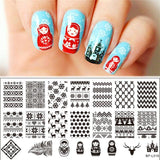 BORN PRETTY 1PC Christmas Nail Stamping Template Flower Animal Geometry Love Valentine's Day Rectangle Nail Art Stamping Plate