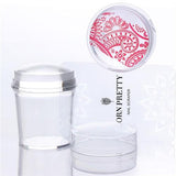 BORN PRETTY 2pcs Clear Jelly Stamper with Cap Nail Art Clear Silicone Marshmallow Nail Stamper Scraper Set for Stamping Plate