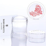 BORN PRETTY 2pcs Clear Jelly Stamper with Cap Nail Art Clear Silicone Marshmallow Nail Stamper Scraper Set for Stamping Plate