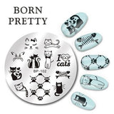 BORN PRETTY Cat Nail Art Stamping Plates Cute Animal Template Flower Rose Lace Image Manicure Plate Stencil