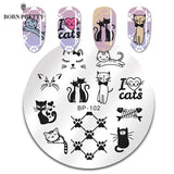 BORN PRETTY Cat Nail Art Stamping Plates Cute Animal Template Flower Rose Lace Image Manicure Plate Stencil