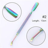 BORN PRETTY Chameleon Rainbow Nail Cuticle Pusher Clipper Scissor Nipper Tweezer Picker Steel Manicure Nail Art Tools