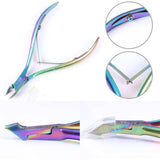 BORN PRETTY Chameleon Rainbow Nail Cuticle Pusher Clipper Scissor Nipper Tweezer Picker Steel Manicure Nail Art Tools