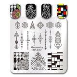 BORN PRETTY Checked Design Rectangle Nail Stamping Template Manicure Nail Art Stamp Image Plate