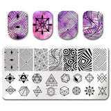 BORN PRETTY Checked Design Rectangle Nail Stamping Template Manicure Nail Art Stamp Image Plate