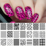 BORN PRETTY Checked Design Rectangle Nail Stamping Template Manicure Nail Art Stamp Image Plate