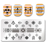 BORN PRETTY Checked Design Rectangle Nail Stamping Template Manicure Nail Art Stamp Image Plate