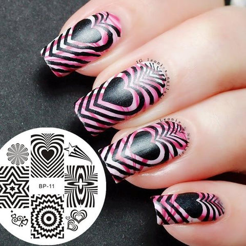 BORN PRETTY Checked Design Rectangle Nail Stamping Template Manicure Nail Art Stamp Image Plate