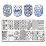 BORN PRETTY Checked Design Rectangle Nail Stamping Template Manicure Nail Art Stamp Image Plate