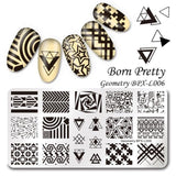 BORN PRETTY Checked Design Rectangle Nail Stamping Template Manicure Nail Art Stamp Image Plate