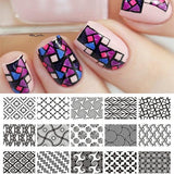 BORN PRETTY Checked Design Rectangle Nail Stamping Template Manicure Nail Art Stamp Image Plate