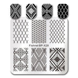 BORN PRETTY Checked Design Rectangle Nail Stamping Template Manicure Nail Art Stamp Image Plate