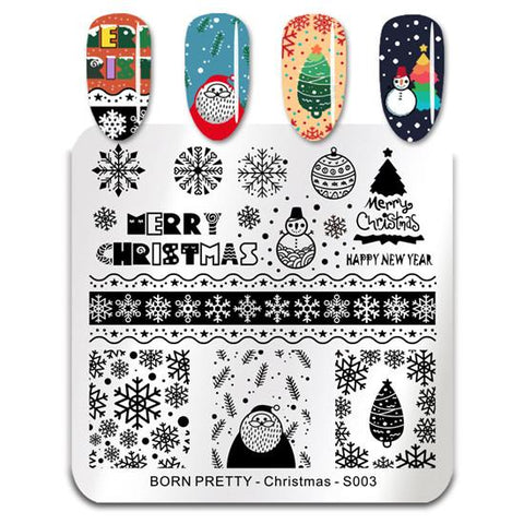 BORN PRETTY Christmas Festival Celebration Nail Stamping Plate Halloween Valentine's Day Round Rectangle Nail Image Template