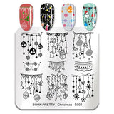 BORN PRETTY Christmas Festival Celebration Nail Stamping Plate Halloween Valentine's Day Round Rectangle Nail Image Template