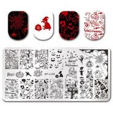 BORN PRETTY Christmas Festival Celebration Nail Stamping Plate Halloween Valentine's Day Round Rectangle Nail Image Template