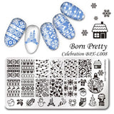 BORN PRETTY Christmas Festival Celebration Nail Stamping Plate Halloween Valentine's Day Round Rectangle Nail Image Template