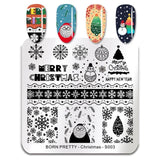 BORN PRETTY Christmas Nail Stamping Plate Snow Santa Clause Pattern Square Nail Art Stamp Template New Year Nail Stencil