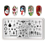 BORN PRETTY Christmas Nail Stamping Plate Snowman Polar Bear Rectangle Template Santa Elk Nail Art Printing Stencil Tool