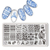 BORN PRETTY Christmas Nail Stamping Plate Snowman Polar Bear Rectangle Template Santa Elk Nail Art Printing Stencil Tool