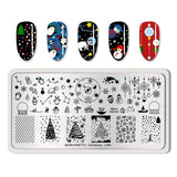 BORN PRETTY Christmas Nail Stamping Plate Snowman Polar Bear Rectangle Template Santa Elk Nail Art Printing Stencil Tool