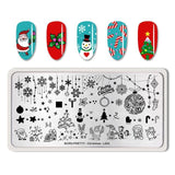 BORN PRETTY Christmas Nail Stamping Plate Snowman Polar Bear Rectangle Template Santa Elk Nail Art Printing Stencil Tool