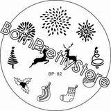 BORN PRETTY Christmas Theme Stamping Plates Santa Snowflake Jingle Bell Nail Stamp Manicure with Nail Stamper Scarper