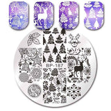 BORN PRETTY Christmas Theme Stamping Plates Santa Snowflake Jingle Bell Nail Stamp Manicure with Nail Stamper Scarper