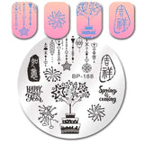 BORN PRETTY Christmas Theme Stamping Plates Santa Snowflake Jingle Bell Nail Stamp Manicure with Nail Stamper Scarper