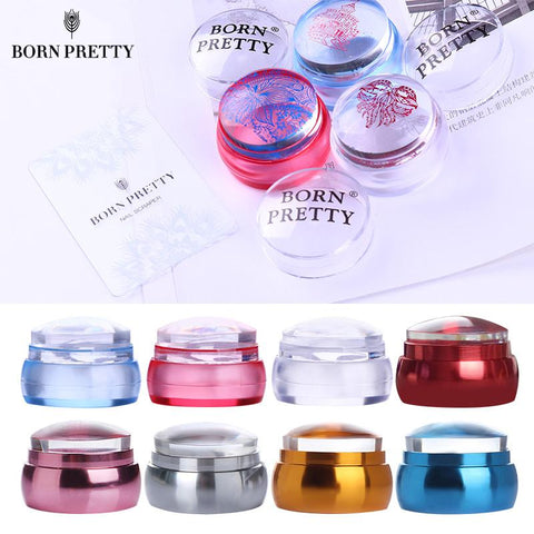 BORN PRETTY Clear Chess Silicone Nail Stamper with Scraper Colorful Handle Jelly Nail Stamper Manicure Stamp Template Tools