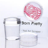 BORN PRETTY Clear Jelly Silicone Marshmallow Stamper with Scraper Stamping Manicure Nail Art Stamping Tool Set