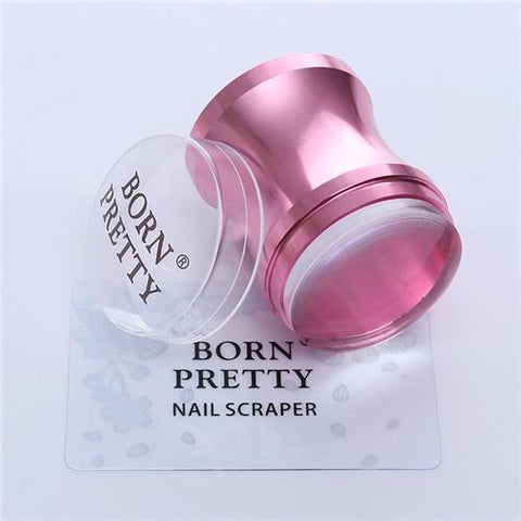 BORN PRETTY Clear Jelly Silicone Marshmallow Stamper with Scraper Stamping Manicure Nail Art Stamping Tool Set