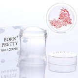 BORN PRETTY Clear Jelly Silicone Marshmallow Stamper with Scraper Stamping Manicure Nail Art Stamping Tool Set