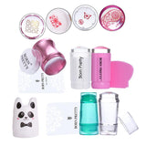 BORN PRETTY Clear Jelly Silicone Marshmallow Stamper with Scraper Stamping Manicure Nail Art Stamping Tool Set