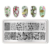 BORN PRETTY Flamigo Tropical Nail Stamping Plate Fruit Punch Pattern Rectangle Template Nail Stamp Image Plate